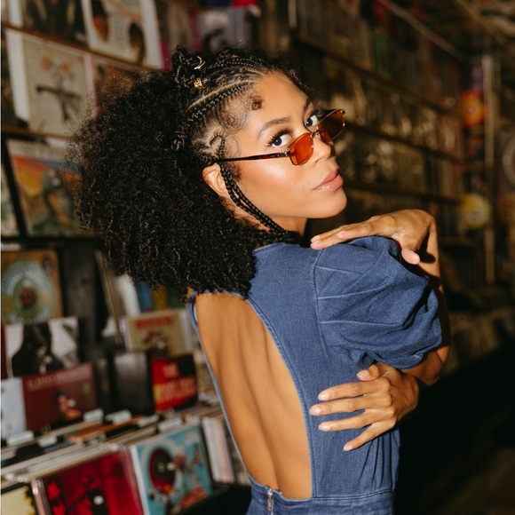 One piece Denim jumpsuit with open back - Picture 11 of 14